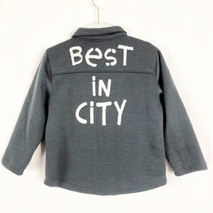 Zara Kids Gray Over Shirt Jacket w/ Back Slogan